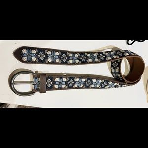 Lucky brand beaded embroidered leather belt large